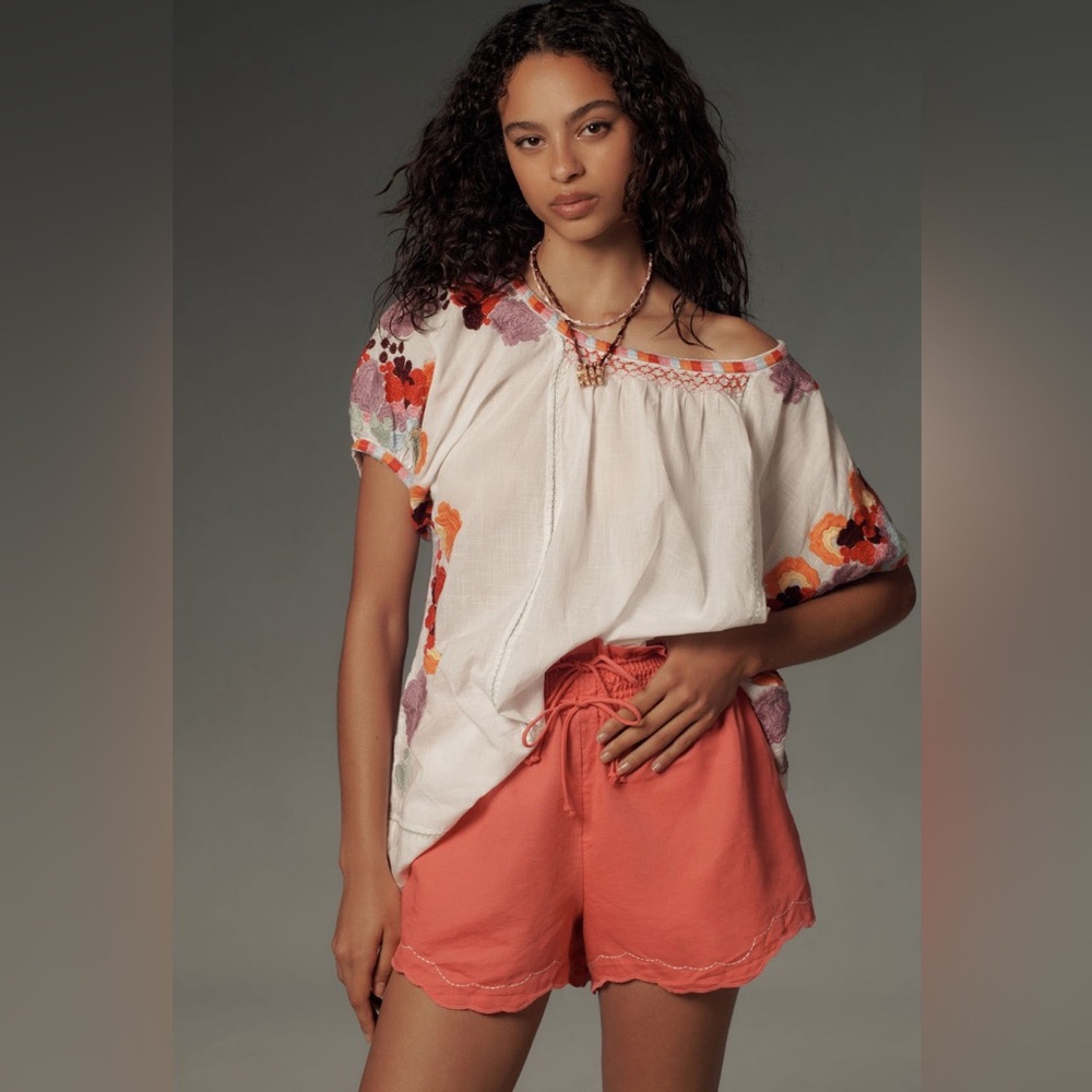 NWT - By Anthropologie Linen Double Waistband Shorts